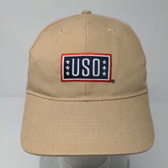 USO Support Our Heroes Slideback Hat Tan OSFA Adjustable Embroidered - Picture 2 of 8